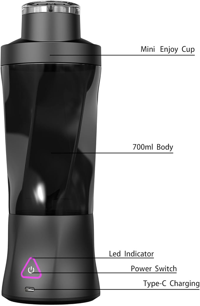 Personal Juice Blender With 24-Ounce Capacity Portable Mixing Cup USB Rechargeable Smoothie Maker BPA-Free With Leak-Proof Lid Suitable For Travel Fitness Camping And Home Use (White)