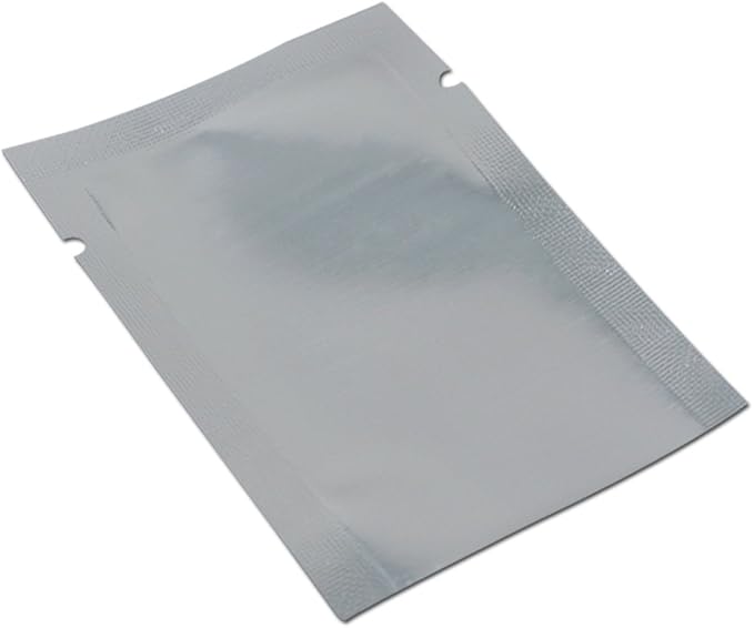 Silver Aluminum Foil Pouch Heat Seal Front Window Plastic Mini Open Top Flat Vacuum Packaging Mylar Bag Food Small Sample Mylar Storage with Tear Notch (100, 14x20cm(5.5x7.9 inch))