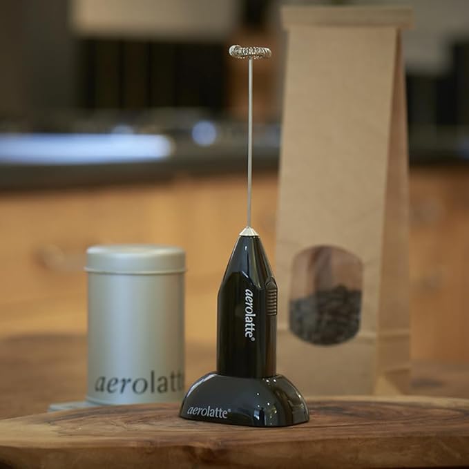 Aerolatte Milk Frother with Counter Stand, The Original Steam-Free Frother, Black