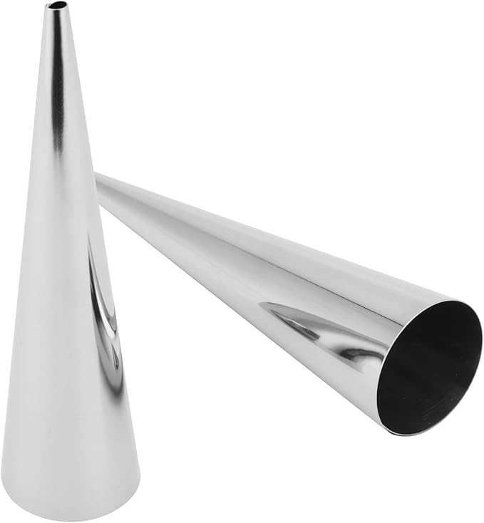 40 PCS Cream Horn Forms, Stainless Steel Cannoli Tubes, Cream Roll Horn Molds with Clean Brush Cream Horn Metal Cones for Croissant Daily Baking, 1.4 x 5.5 Inch, Silver