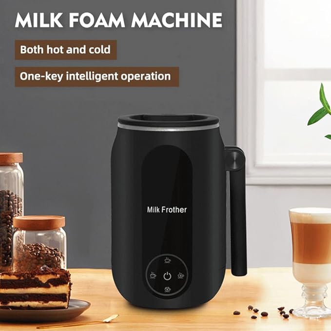 Electric Milk Frother and Steamer,4 In 1 Electric Milk Steamer,450ml Milk Frother and Warmer,Automatic Hot and Cold Foam Maker,with Foldable Handle,for Coffee/Latte/Cappuccino