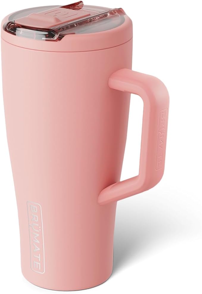 BrüMate Era Flip 30oz Tumbler with 100% Leakproof Covered Straw Lid | Hygienic Covered Straw | Insulated Stainless Steel Water Bottle with Handle | Cup Holder Friendly | BPA-Free (Guava)