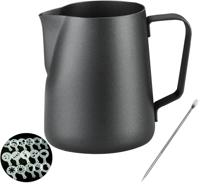 1L Espresso Coffee Machine, With 20 oz Stainless Steel Espresso Milk Frothing Pitcher Jug Frother Cup,With Coffee Decoration Mold Tool
