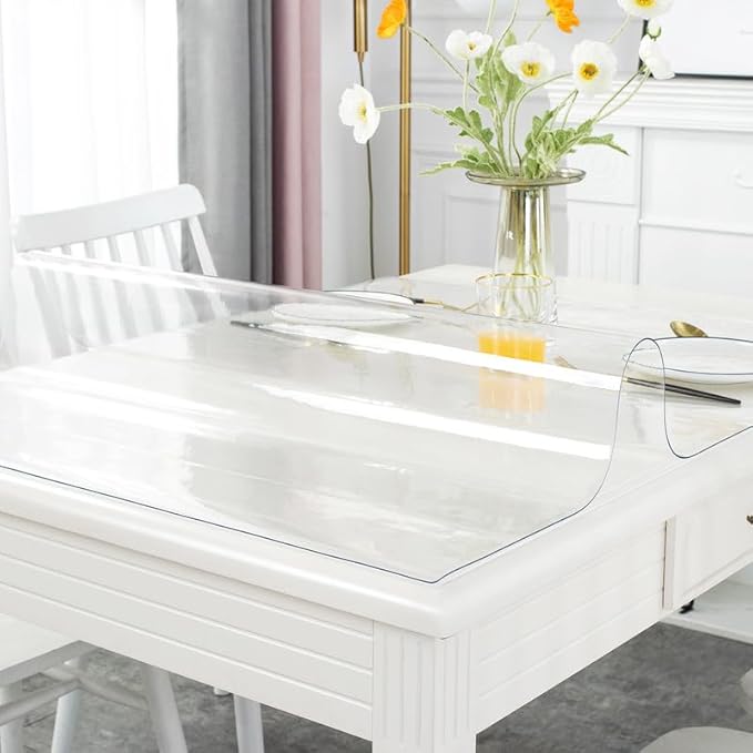 Warmstar Clear Table Cover Protector 12 x 24 Inch,1.5mm Thick Plastic Table Cover Rectangle,PVC Clear Table Protector,Desk Protector Mat for Kitchen, Dresser, Writing Desk，Dining Room Table