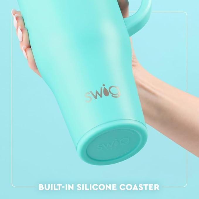 Swig Life 40oz Leak Proof Mega Mug, 40oz Leak Proof Tumbler with Handle and Straw, Extra Large Insulated Tumblers, Cup Holder Friendly Travel Mug, Reusable Leakproof Water Bottle (Match Point)