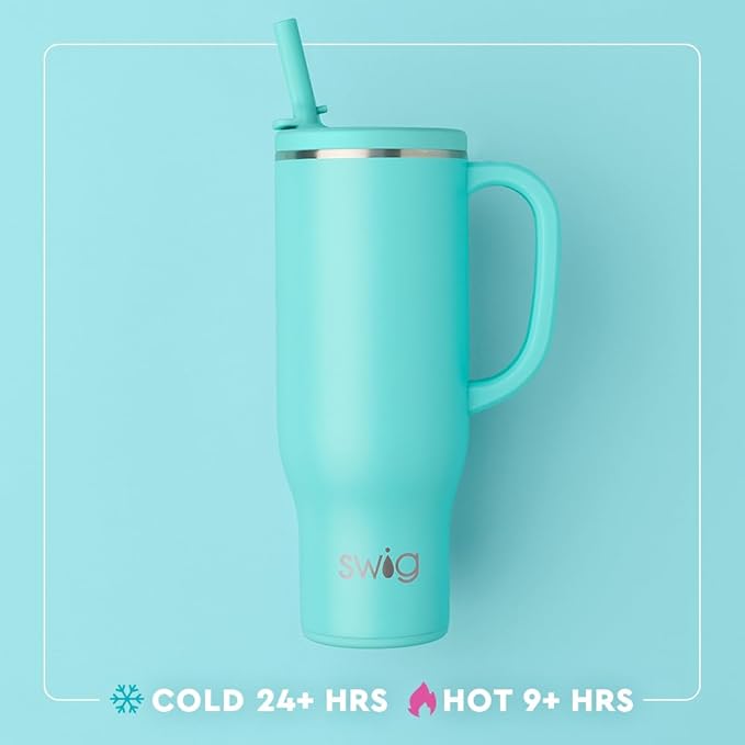 Swig Life 30oz Mega Mug, 30oz Tumbler with Handle and Straw, Large Insulated Tumblers, Cup Holder Friendly Travel Mug, Stainless Steel 30 oz Tumbler, Reusable Insulated Water Bottle (Easter Bunny)
