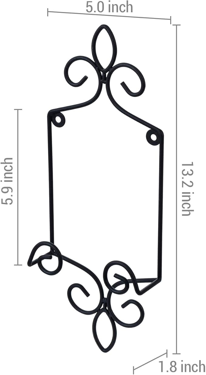 MyGift Wall Plate Hanger Holds Single 5.5 to 8 Inch Plates, Vertical Plate Holders, Decorative Metal Wire Platter Rack, Scrollwork Hanging Display Easel for Wall