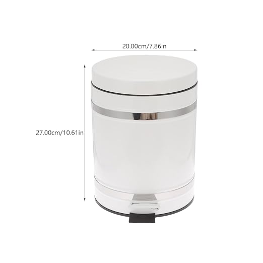 VICASKY Bathroom Garbage Container with Foot Pedal, 12l Iron Trash Can with Lid, Round Roman Pattern Wastebasket for Home, Office, and Hotel Use