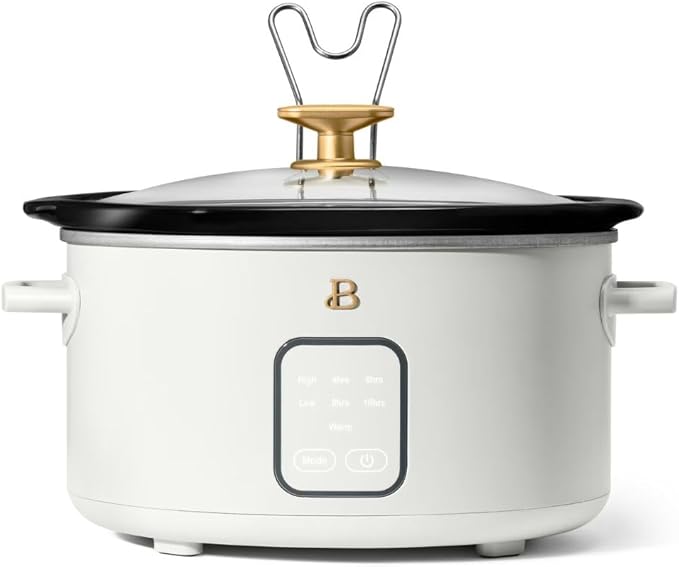 Beautiful 4-Quart Programmable Slow Cooker with Touch-Activated Display, Digital Timer, Keep-Warm Function & Removable Non-Stick Pot
