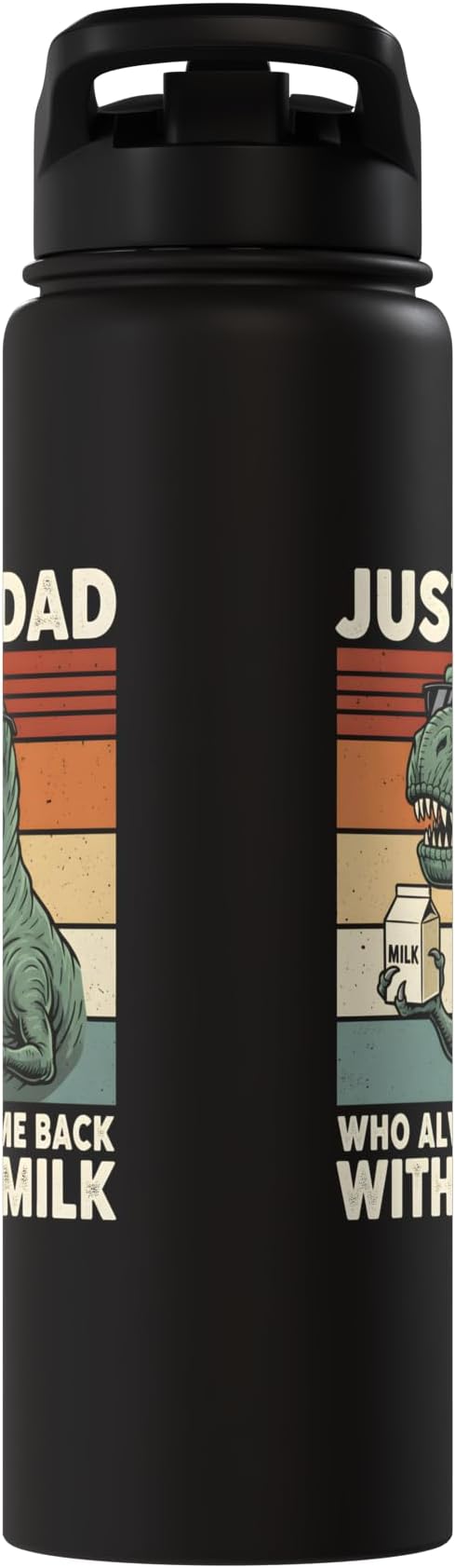 T-Rex Dad Who Always Came Back With The Milk Retro Sunset Stainless Steel Insulated Water Bottle