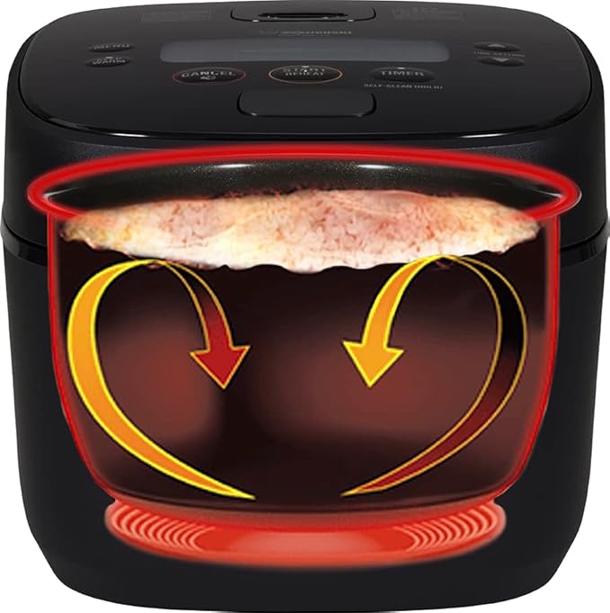 Zojirushi NW-QAC18 10-Cup Capacity Flat-Top Induction Cooker and Warmer with Custom Cooking Pan, Double Nonstick Coating for Easy Clean-Up (Black)