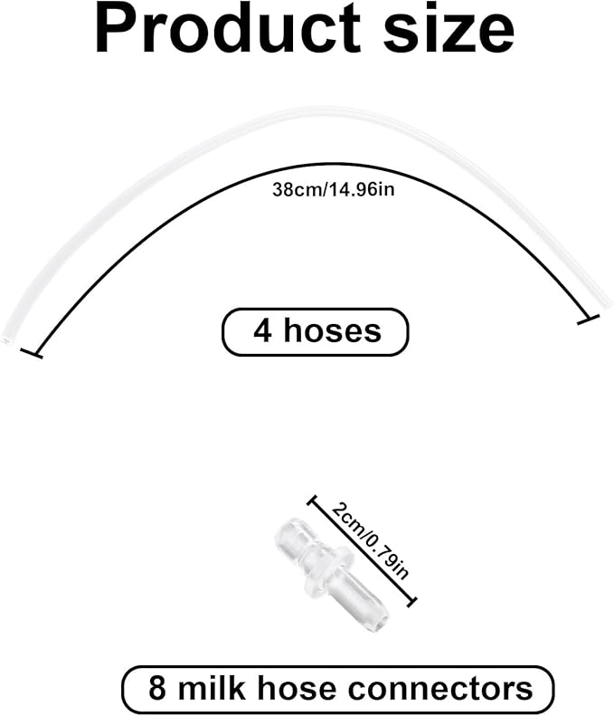4pcs Milk Tubes Hoses with 8pcs Connectors, 14.96in/38cm Silicone Milk Tube Hoses Replacement Pipe BPA-Free Replacement Part Accessories for Jura HP3 Coffee Machines E6/E8/Z10