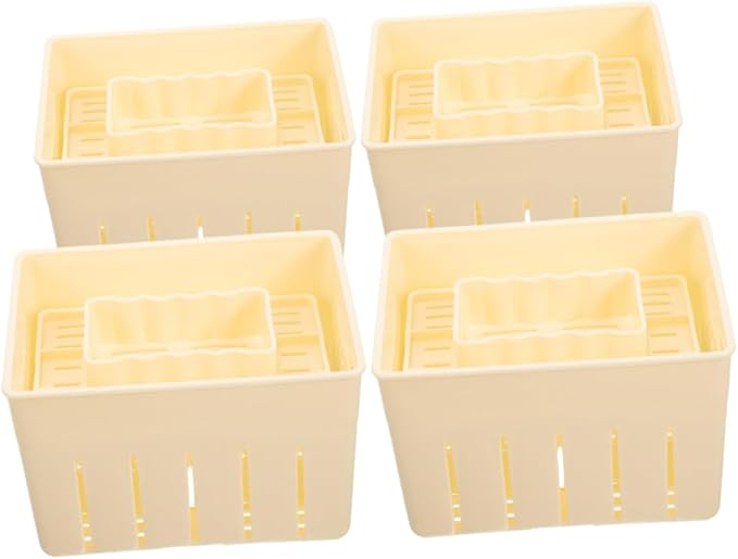 Cabilock 2sets Tofu Press Tool Cheese Press for Cheese Making Tofu Molding Kitchen Essential for Homemade Practical and Easy to Use Mold 4pcs*2
