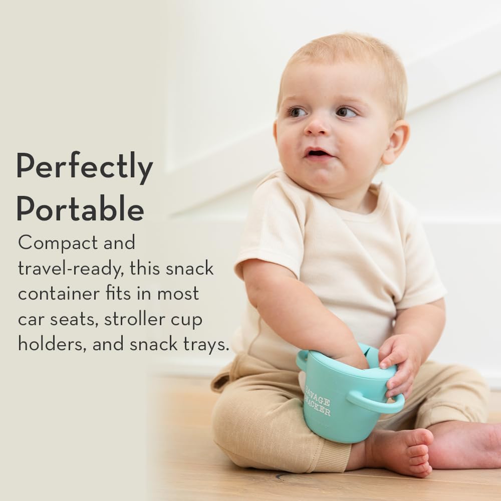 Snack Cups for Toddlers by Bella Tunno, Set of 2 Silicone Spill Proof Food Containers with Lids, Babies & Kids 6-12 Months, Got Snacks & Get in My Belly