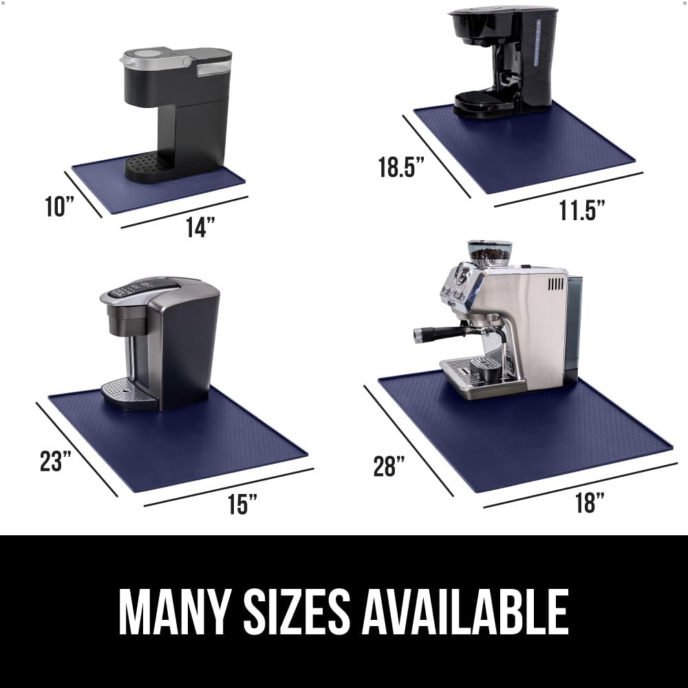 GORILLA GRIP Silicone Coffee Mat, 15x23, Espresso Drink Bar Station Accessories, Waterproof Heat-Resistant Dish Drying Mats, Stay in Place on Kitchen Counter, Home Kitchen Decor Essentials, Navy