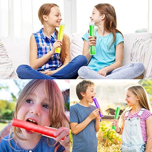 Shappy 450 Pcs Disposable Ice Pop Mold Bags with 3 Silicone Funnels Freezer Tubes with Zipper Seals DIY Ice Pop Bags Bulk for Yogurt Healthy Snacks Juice Fruit Smoothies(11 x 2.16 Inch)