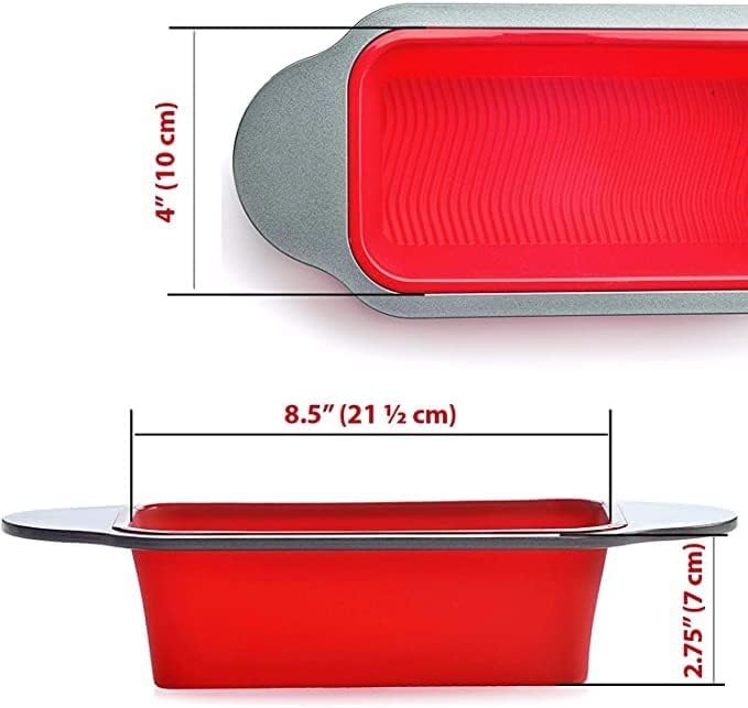 Boxiki Kitchen Baking Non-Stick Steel Jumbo 6 Cup Muffin Pan with Silicone Handles & Reusable Liners and 9x5 Inch Silicone Bread Loaf Pan - Ultimate Set for Muffins, Bread, Cakes, and More.
