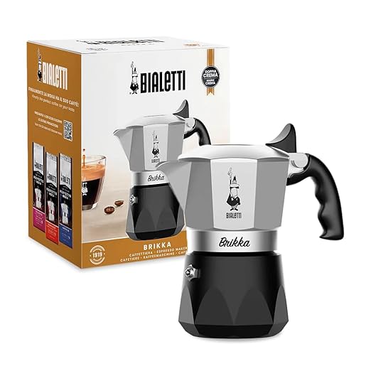 Bialetti Brikka Moka Pot - Crema-Rich Stovetop Espresso Maker, Italian Coffee Maker, 2 Espresso Shots (3.4 oz - 100 ml), Black