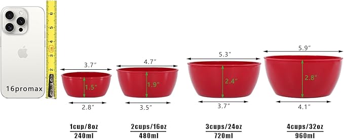 4-Piece Classic Plastic Prep Bowls with Lids, Nesting Plastic Small Mixing Bowl Set for Mixing, Baking, Prepping, Cooking and Serving Food, Microwave and Dishwasher Safe