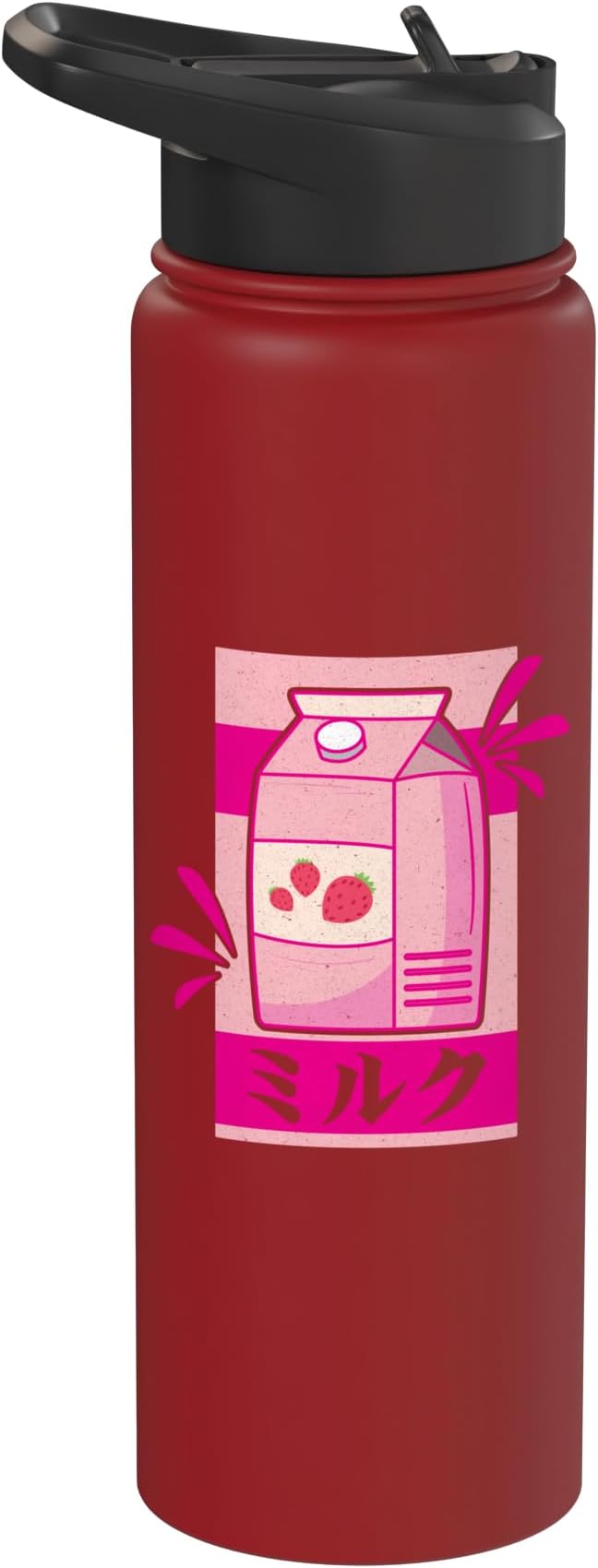 Funny Kawaii Japanese Strawberry Milk Shake Carton Milkshake Stainless Steel Insulated Water Bottle