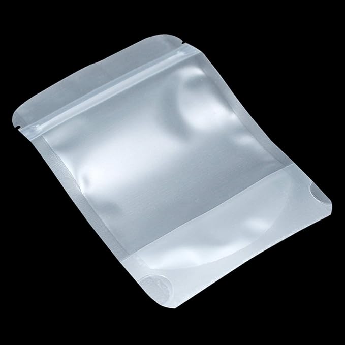 PABCK 100 Pack 3.9x5.9 inch Resealable Stand Up Bags Matte Clear Zipper Lock Heat Seal Pouches with Tear Notch for Zip Food Storage Lock Packing