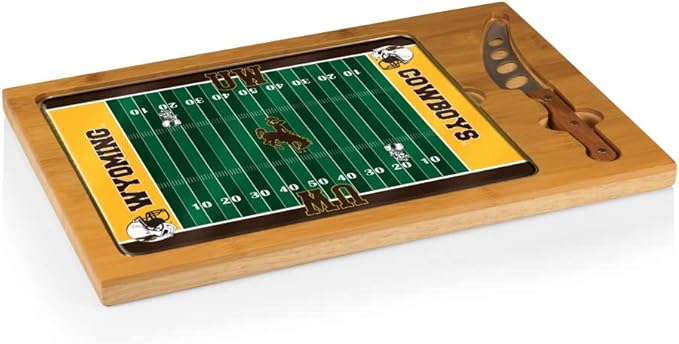 PICNIC TIME NCAA Icon Glass Top Cutting Board & Knife Set, Cheese Boards Charcuterie Boards, Serving Platter, (Parawood & Bamboo)