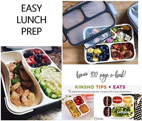 kinsho Lunch Boxes for Kids Boys Teens - Bento Box Set with Insulated Bag and Ice Pack, 3 Compartment Leak Proof Food Container, BPA-Free, Microwave Safe, Ideal for School & Work, Black & Red