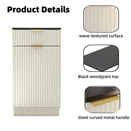 10 Gallon Tilt Out Trash Can Cabinet –Wooden Hidden Trash Can Cabinet,Pet Proof Garbage Recycling Cabinet with Storage for Kitchen Bathroom Living Room White
