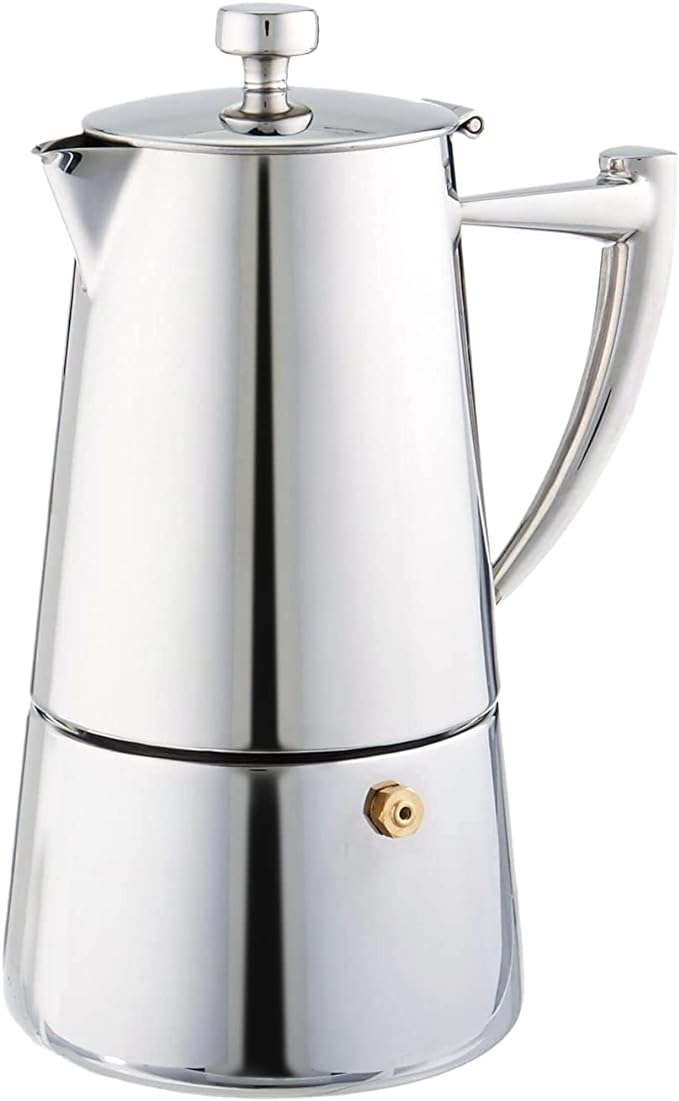 Cuisinox Roma Stovetop Espresso Maker COF-10R, Stainless Steel Coffee Percolator Stovetop, Heat-Resistant & Non-Reactive, 10-Cup Italian Espresso Maker Easy to Clean, Durable Stove Top Percolator