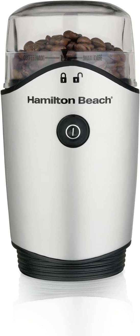 Hamilton Beach Juicer Machine, Big Mouth Large 3” Feed Chute & 4.5oz Electric Coffee Grinder For Beans, Spices & More, Stainless Steel Blades, Silver (80350RV)