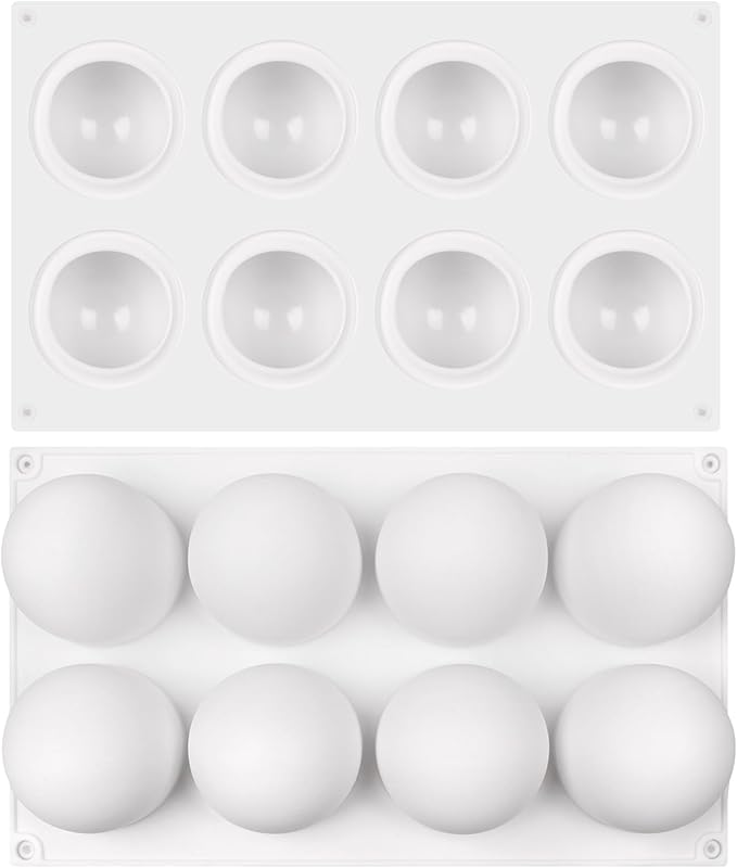 Sphere Silicone Cake Mold, 3D Ball Mousse Cake Molds for Baking, French Dessert Chocolate Fondant Molds for Candy Truffle Cupcake Jelly Pudding Ice Soap (8-Cavity)