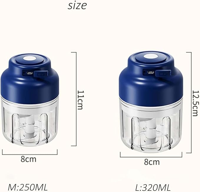 Household Electric Garlic Crusher, Electric Garlic Chopper, Mini Portable Veggie Chopper with 4/6 Stainless Steel Blades, Wireless Rechargeable Food Cutter for Garlic, Onion, Chili (Purple,250ML)