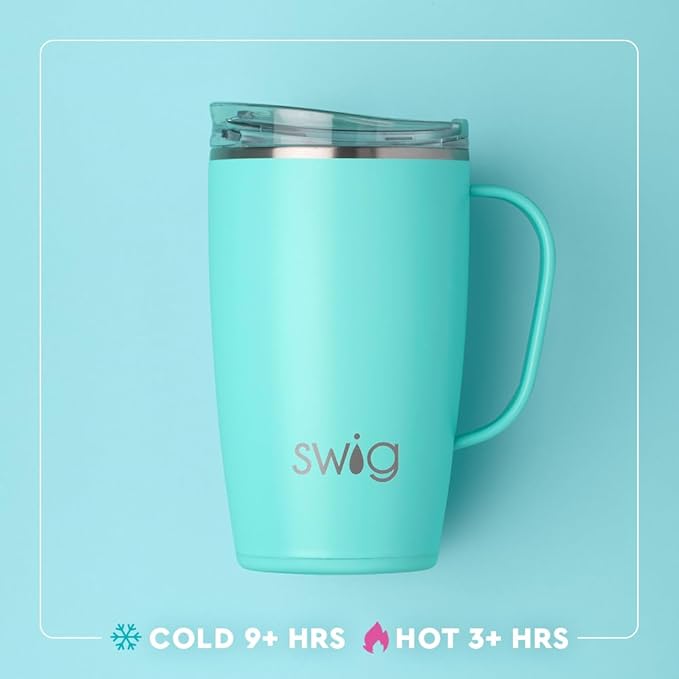 Swig Life 18oz Travel Mug, Insulated Tumbler with Handle and Lid, Travel Coffee Mug, Cup Holder Friendly, Stainless Steel 18 oz Tumbler, Reusable Insulated with Lid (Strawberry Shortcake)