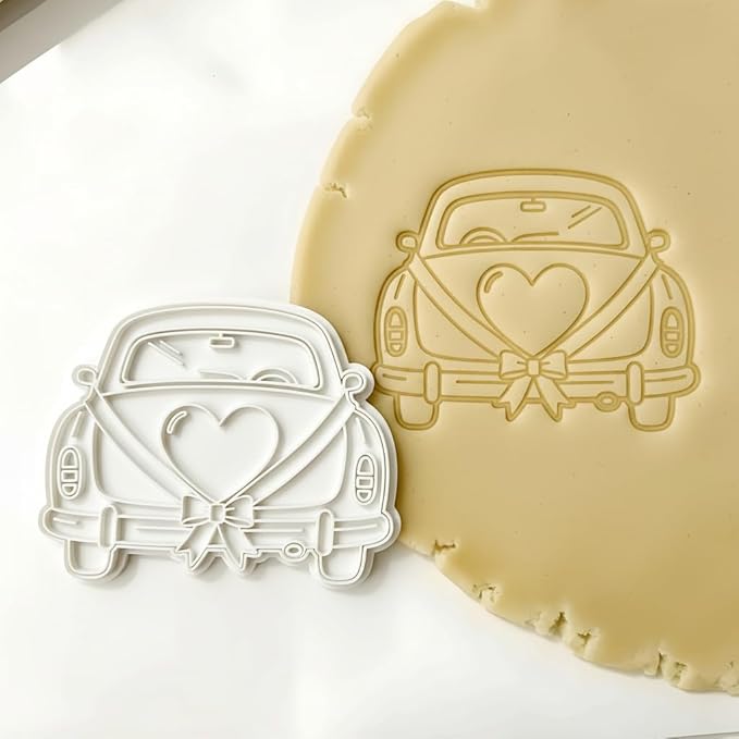 Wedding Cookie Cutters Cutter Wedding Car Molds 3.5" with Plunger Stamps Baking Dough Tools Cake Shapes PLA Accessories for Birdesmaid Decorative Party Kitchen Supplies