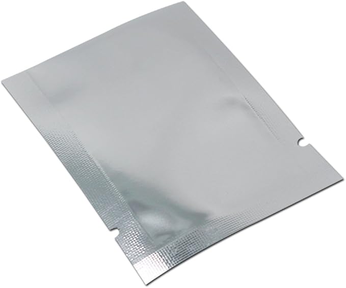 Silver Aluminum Foil Pouch Heat Seal Front Window Plastic Mini Open Top Flat Vacuum Packaging Mylar Bag Food Small Sample Mylar Storage with Tear Notch (200, 12x17cm (4.7x6.7 inch))
