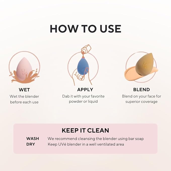 PURE Teardrop Makeup Blender Sponge, Streak Free Application of Liquid, Powder & Cream Foundation, Professional Complexion Blending Tool, Cruelty Free, Vegan, Latex Free