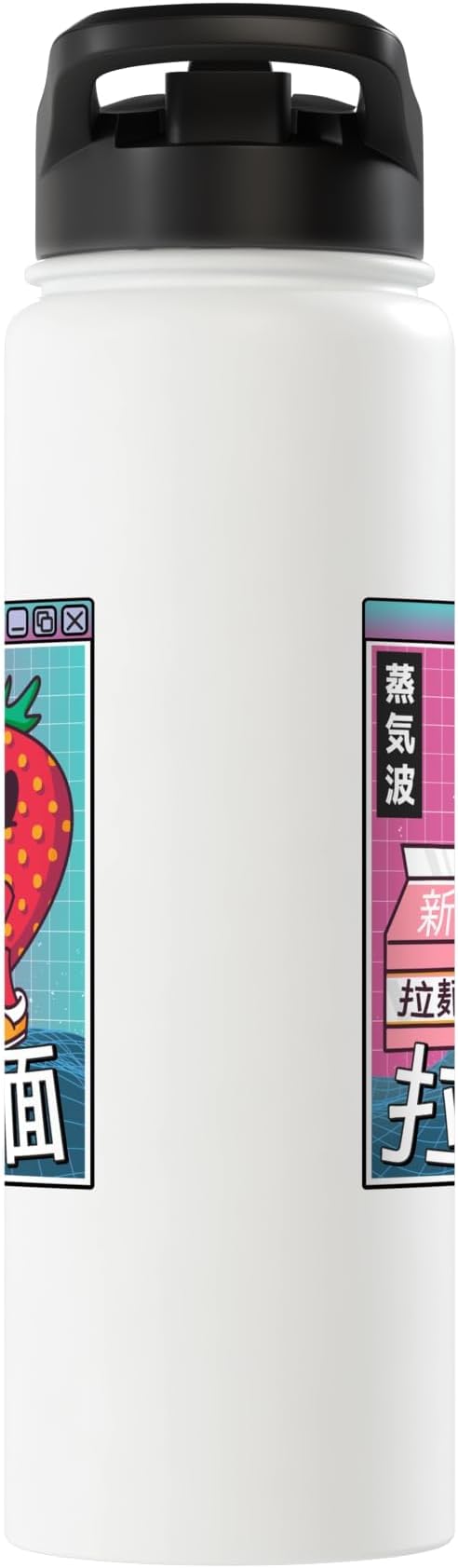 Strawberry Milk Carton Kawaii Grid Vaporwave Aesthetic Anime Stainless Steel Insulated Water Bottle