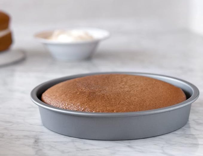 OvenStuff HG368-AZ Nonstick Bakeware 9" Round Cake Pan, Set of 3, Grey