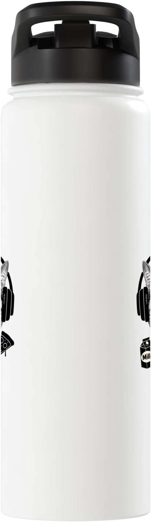 Cat With Headphones Milk Pizza Retro Alien Nostalgia Stainless Steel Insulated Water Bottle