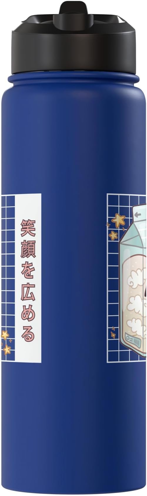 Japanese Kawaii Strawberry Milk Carton Vaporwave Grid Stainless Steel Insulated Water Bottle