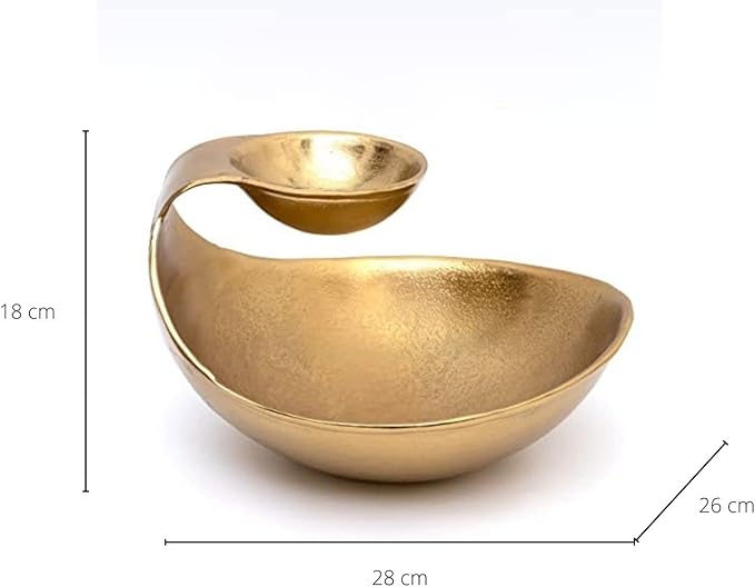 Brass Chip and Dip Serving Bowl Gold Brass Tiered Snack, Candy & Salad Bowl Decorative Centerpiece Serving Platter Nuts, Chip & Dip, Salsas, Tray, Serveware Home Decor Gift Entertaining Centerpiece