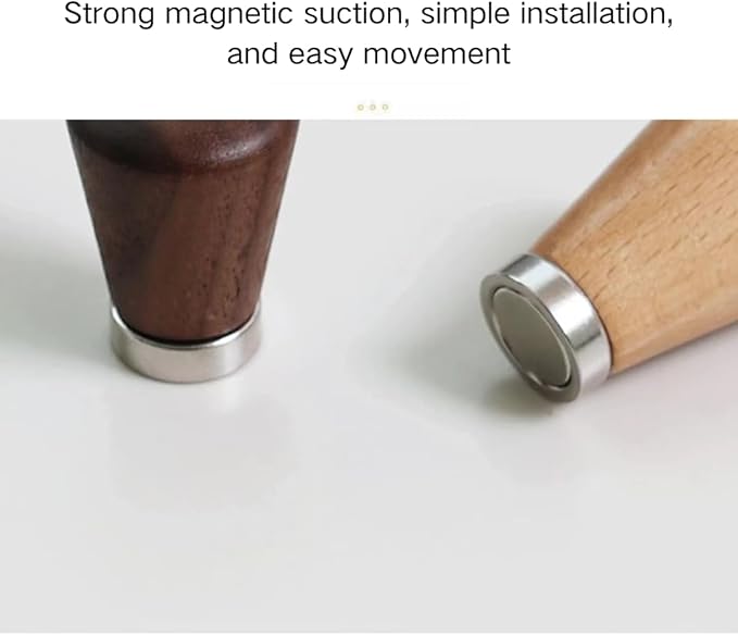 2 PCS Retro Magnetic Hooks, Wrought Iron Wooden Ball Hooks, Creative Punch-Free Storage for Refrigerators, Metal Doors, and Lockers (Walnut Wood,L)
