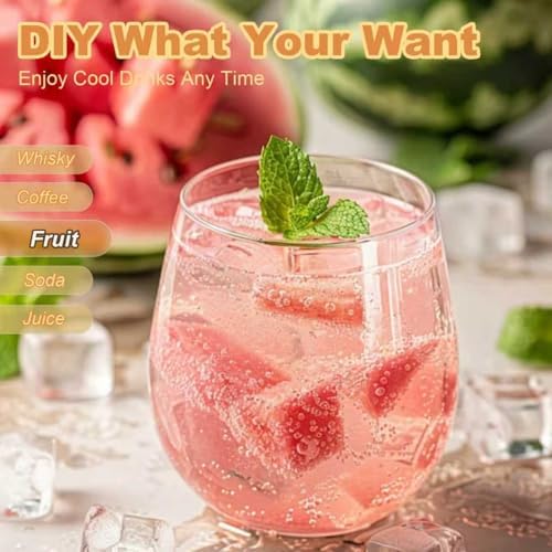 Mini Press-Type Ice Maker for Freezer + Silicone Ice Cube Trays with Lid and Bin