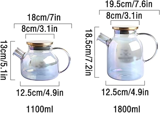 Pitcher Glass Pitcher with Spiral Filter High Temperature Resistant Kettle with Lid Large Capacity Teapot with Anti-Scald Handle Hot/Cold Water Carafe (Size : M)