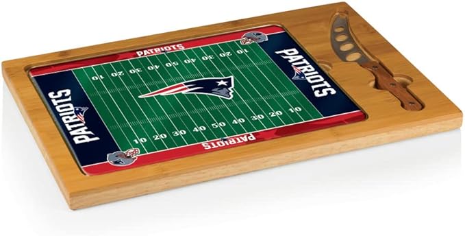 PICNIC TIME NFL Football Field Icon Glass Top Cutting Board & Knife Set, (Parawood & Bamboo)