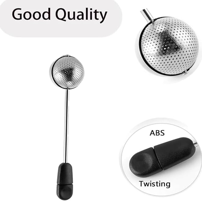 2pack Tea Ball, tea infuser for loose leaf tea, tea strainers for loose tea, stainless steel tea strainer, loose leaf tea steeper, easy clean, tea fine mesh strainer reusable-A (Black)