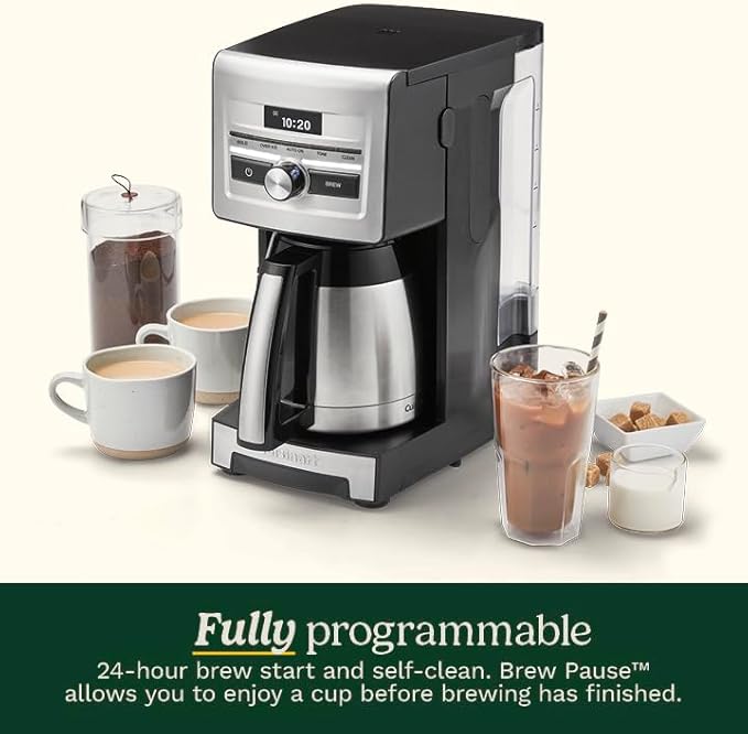 Cuisinart Personal Brew 10-Cup Thermal Coffee Maker, Fully Automatic Programmable Coffee Machine with Hot or Over Ice Options, Brew Strength Control, 52 Ounce Removable Water Reservoir, DCC-10