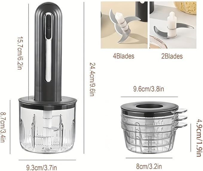 Electric Garlic Chopper, Mini Chopper Food Processor with 4 Cups & 2 Slicers, Electric Food Chopper for Baby Foods Kitchen,Mincing Pureeing Onion Garlic Chili & Spices