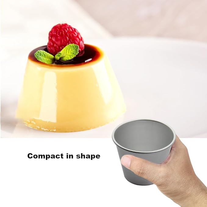 10pcs Aluminum Alloy Pudding Molds, Non-Stick Popover Pan Mini Flan Molds Individual Muffin Baking Maker, Reusable Baking Pans for Cupcakes, Muffins, Jellies, Tarts(COLOR:Silver)