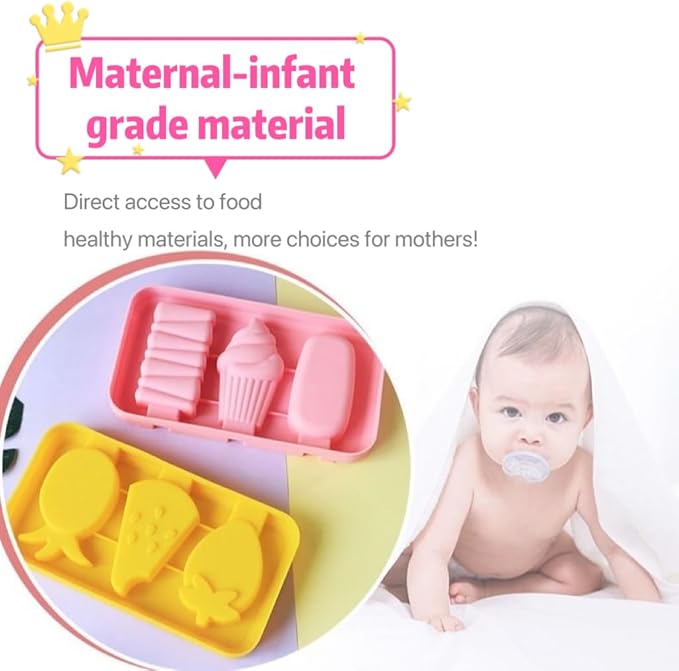 3PCS/4PCS Cute Silicone Ice Cube Mold Set For Toddlers and Kids, Animal/Fruit/Dinosaur Shape Ice Cube Tray, BPA-Free Food Grade Ice Tray, Homemade Frozen Popsicle Maker Mold (4 PCS Pink)